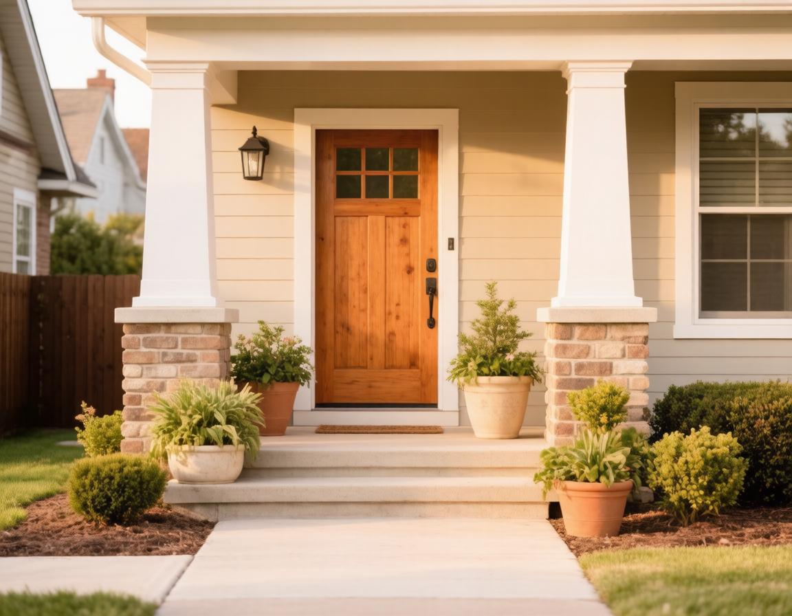 Front porch entrance of a home, welcoming curb appeal